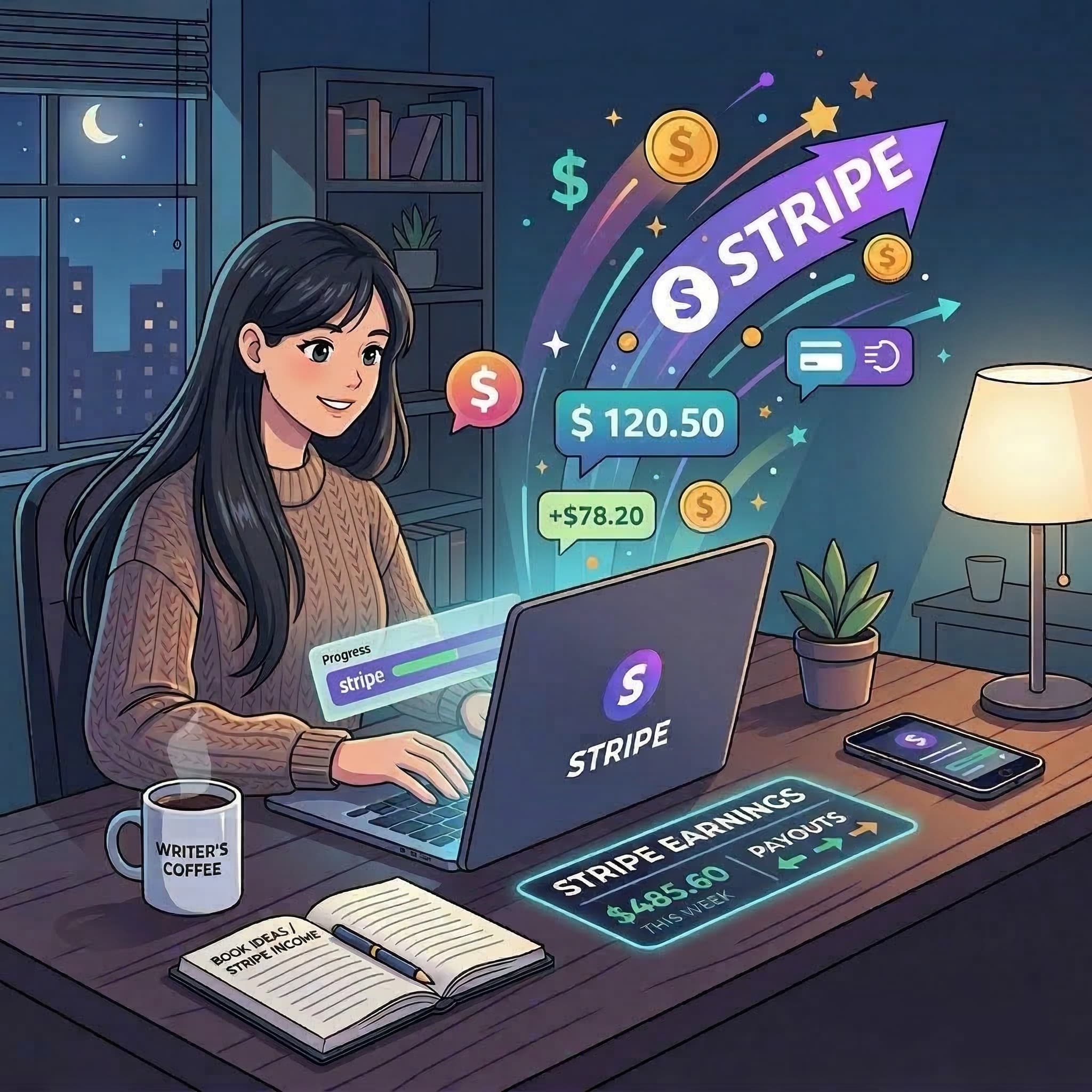 Writers earning money with Stripe integration