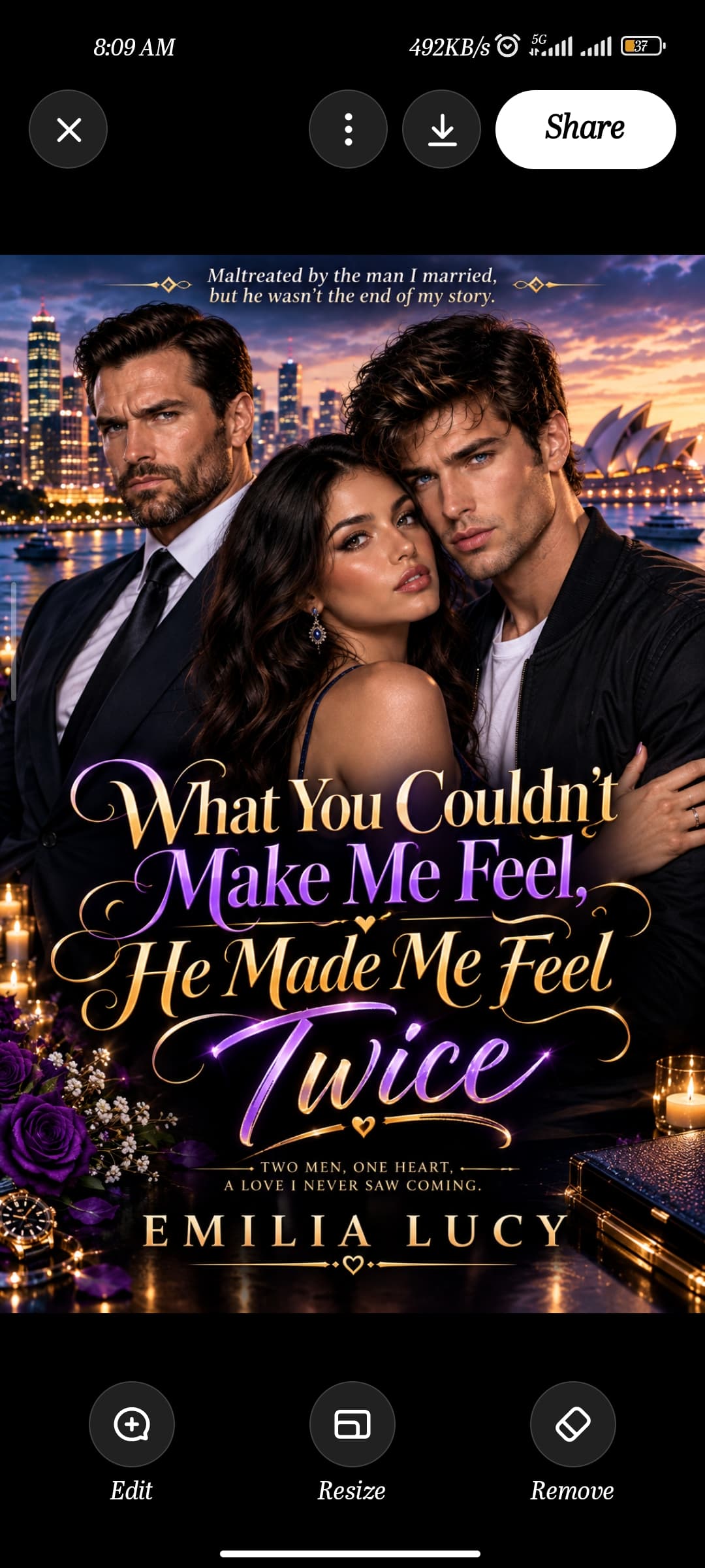 Cover for What you couldn't make me feel, he made me feel twice.